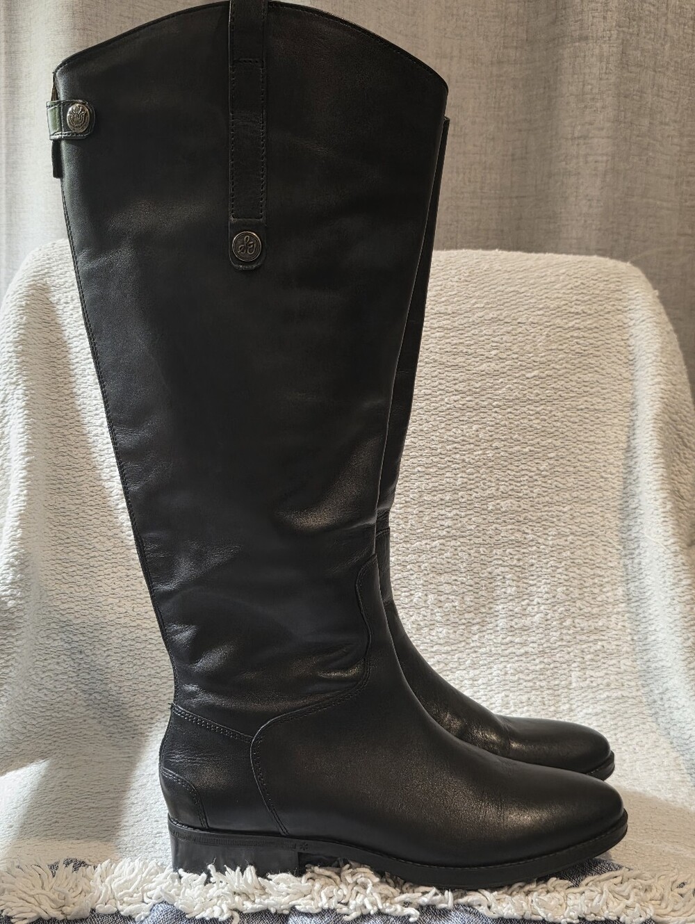 Sam Edelman Black Leather Knee-High Women's Boots - Picture 10 of 16